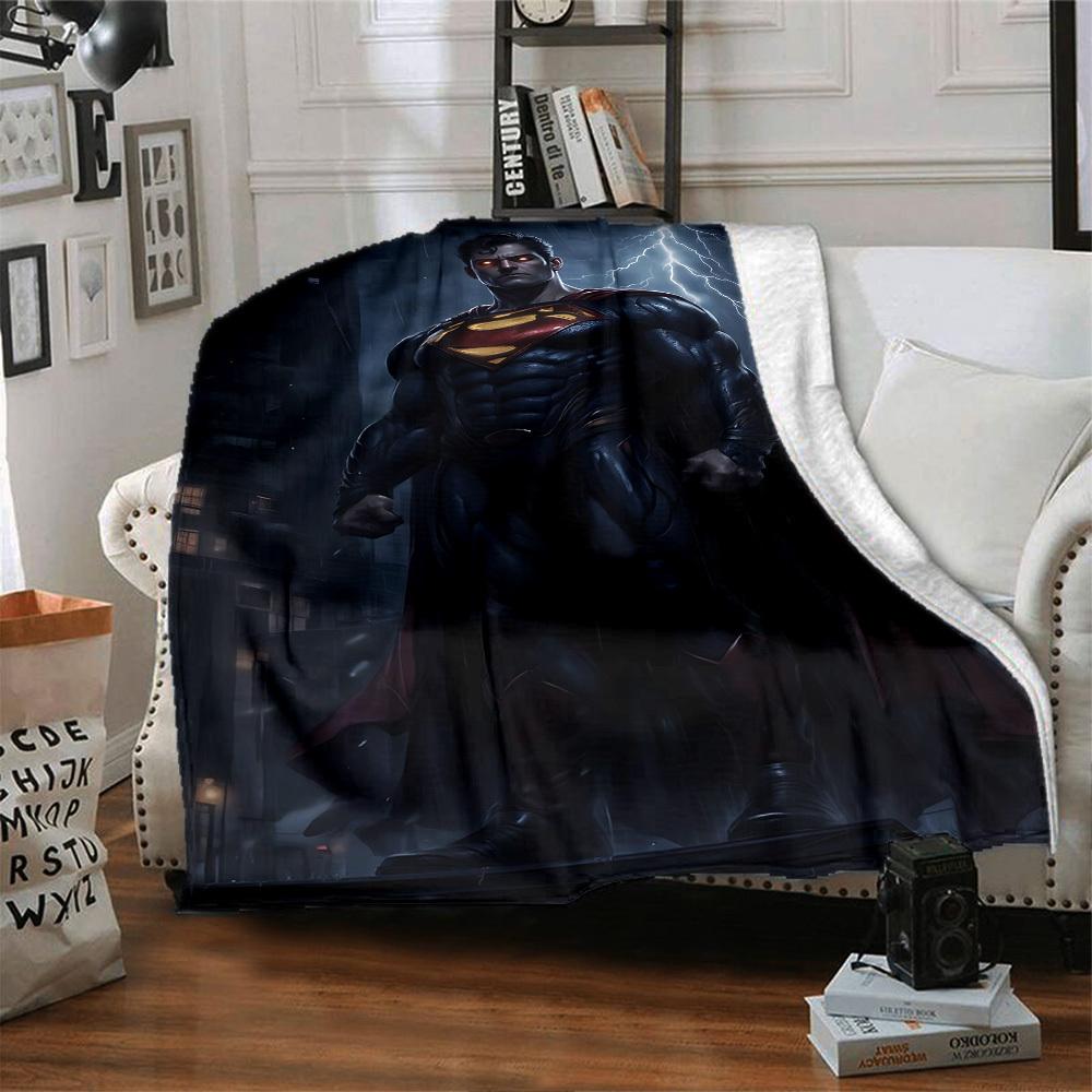 1pc Superman Lightning Flannel Blanket Soft Warm Throw for Home, Office, Travel, All-Season Cozy Bedding Gift L1418