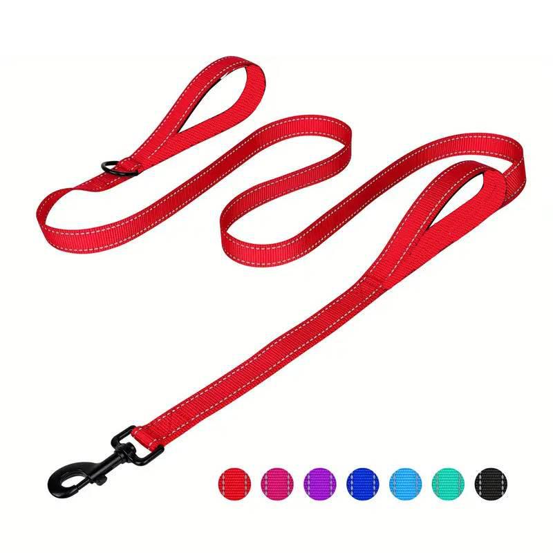 Reflekterande hundkoppel med dubbla handtag för medelstora och stora hundar - Explosionssäkert kedjerep