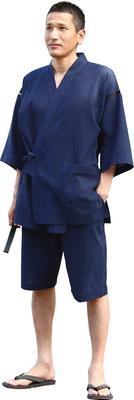 Watanosato Kurume Chijimi Woven All Processes Made In Sizes Day Stylish Clothing Navy Jinbei, Japan, S/M/L/LL/3L, Father's Gift, Practical,