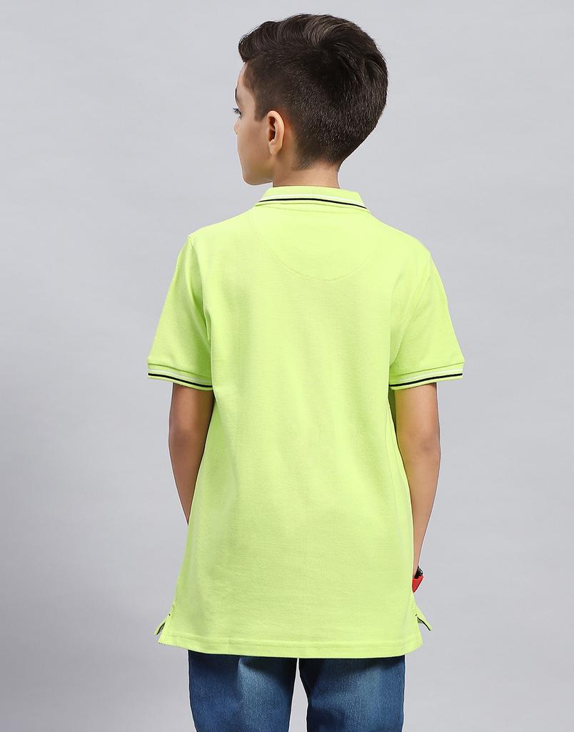 MONTE CARLO Boys Printed Green Polo Neck Half Sleeve T-Shirt