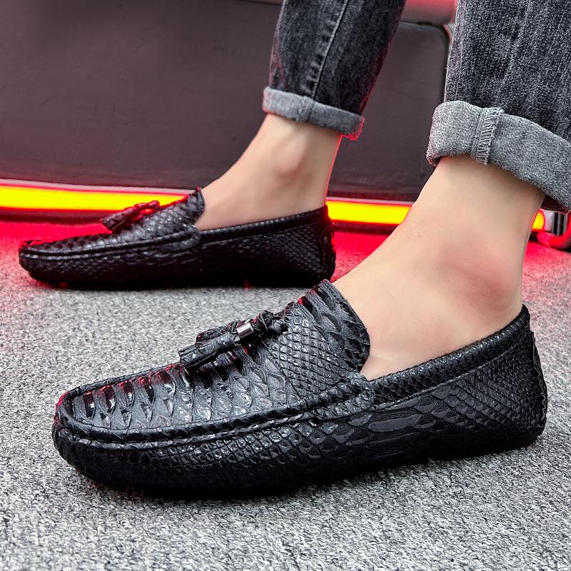 Summer New Soft Sole Flat Shoes Elegant Orange Men's Loafers Breathable Men's Casual Shoes Party Dress Shoes Park Walking Shoes