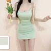 Korean Autumn 2025 Slimming Waist Sleeveless High-Waist Camisole Dress with Big Collar