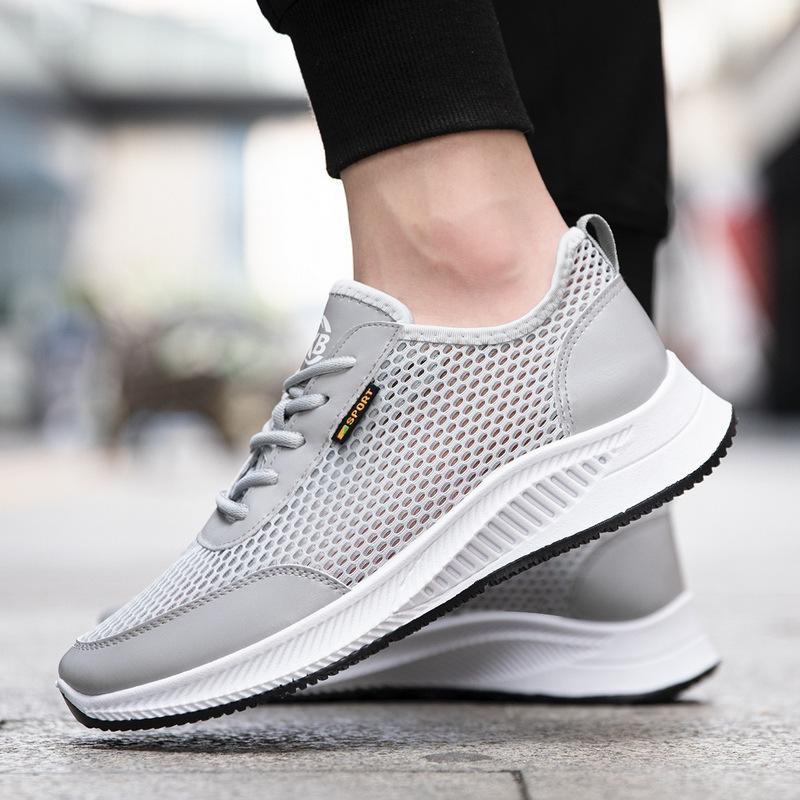 Sneakers men's 2025 new platform dad shoes mesh trendy shoes breathable hollow men's running shoes