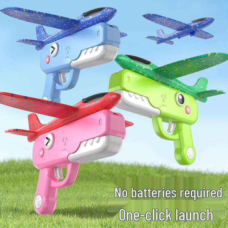 Dinosaur-Themed Foam Dart Launcher & Hand-Throw Glider - Durable Outdoor Toy for Kids 2026