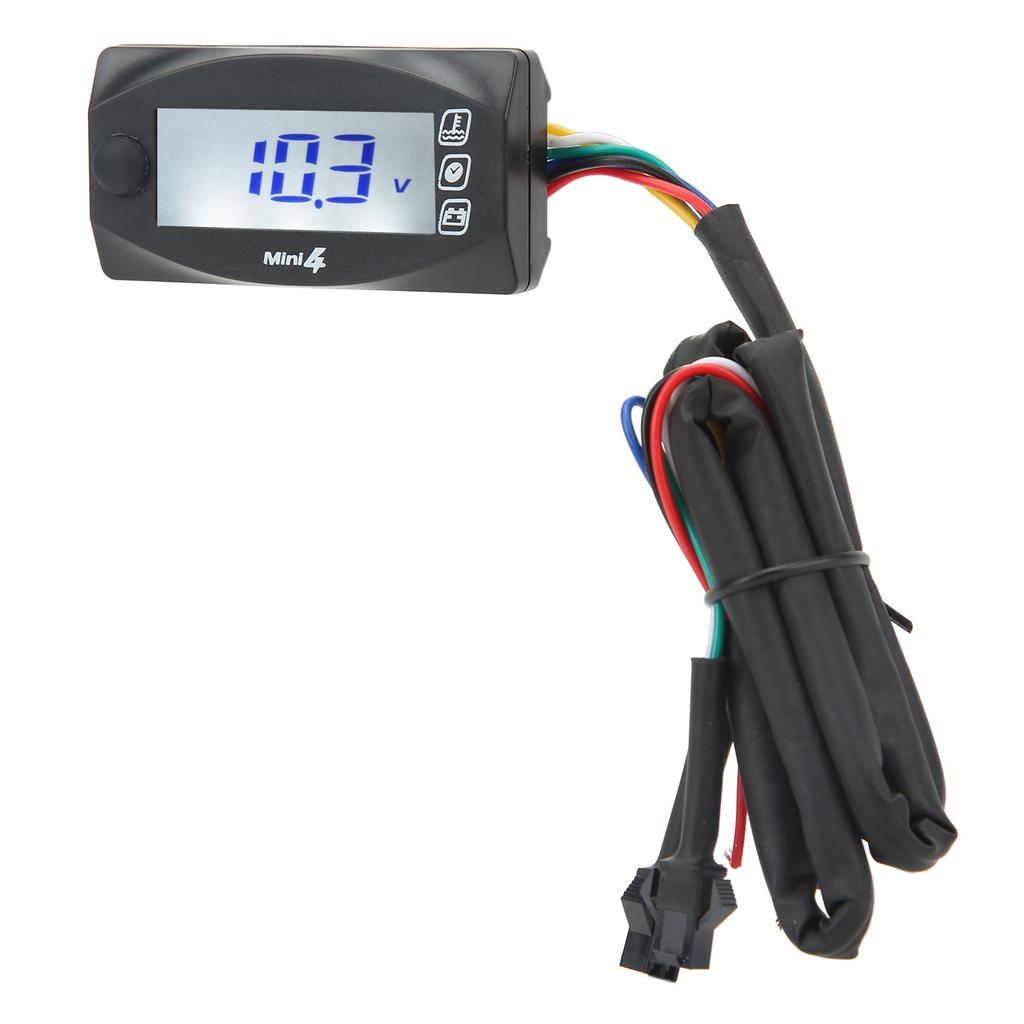 4 In 1 Motorcycle Digital Thermometer LCD Screen Engine Water Voltage Time Meter Universal DC12V