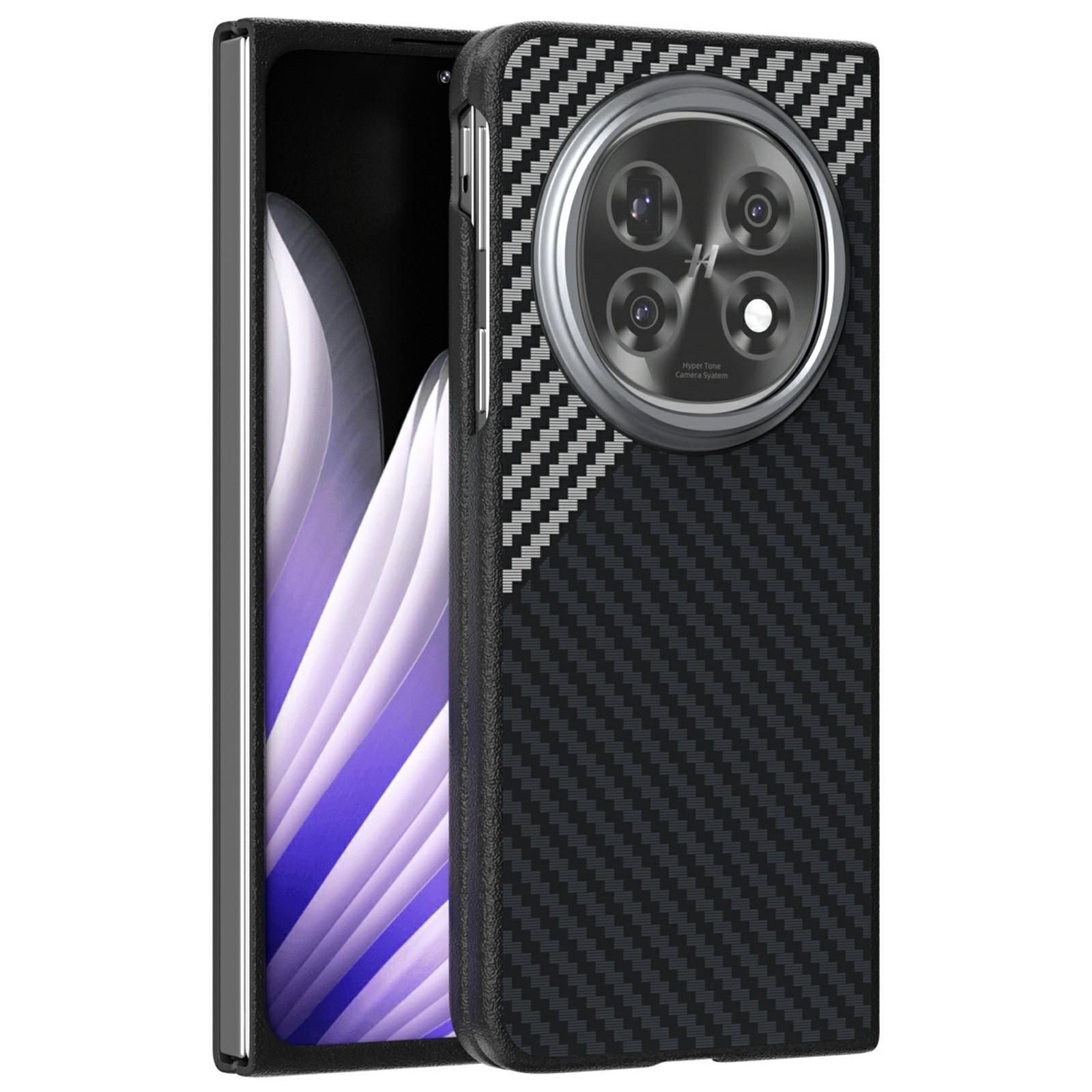 

ABEEL For Oppo Find N5 5G Case Compatible with MagSafe Carbon Fiber Texture Back Cover Black/Silver