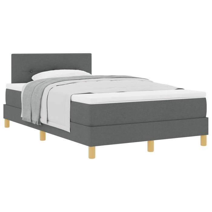 VidaXL Lit avec Sommier et Matelas Gris Foncé 120x200 cm Tissu 3338910