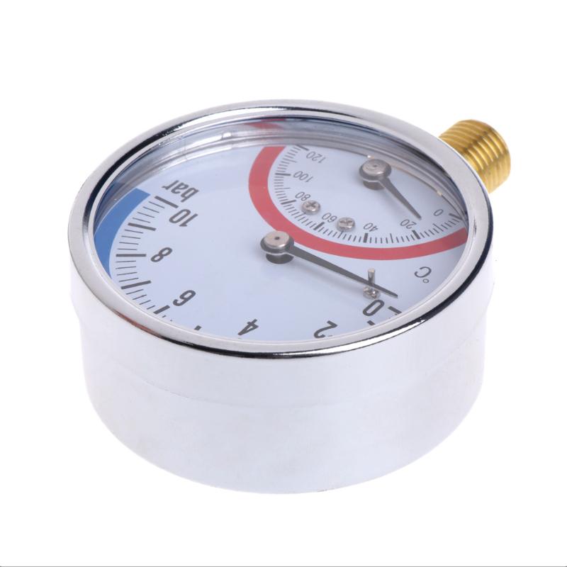 10 Bar Temperature Pressure Gauge Meter G1/4 Thread 2 in 1 Thermometer
