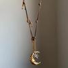 Collana Corda di Cera Stella Luna Crescente Accessori Donna Regolabile Versatile Catena per Maglione Autunno/Inverno Lusso Leggero