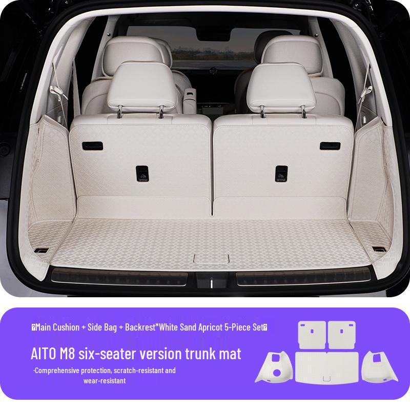 AITO M8 Trunk Mat: 3D Leather Protective Cover with Full Coverage, Tail Box Mat Decoration Accessory.