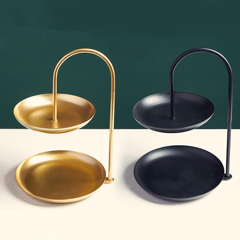 Nordisches Luxus Dekotablett Doppelschichtiges Lebensmittelaufbewahrungstablett Kuchenständer Süßigkeiten Dessert Küchenaufbewahrungen Hochzeitsdekoration