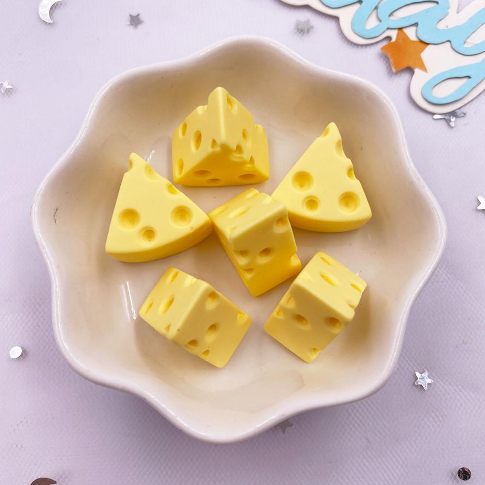 10PCS Resin Kawaii Simulation Cheese Cake Figurines Flat Back Cabochon Candy Home Decor DIY Scrapbook Crafts Jewelry Accessories