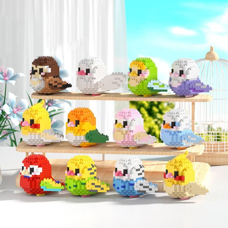 Moe Bird Series Building Blocks Model Cartoon Cute Parrots Sparrows Animal Assembly Bricks Home Decoration Toys Christmas Gifts