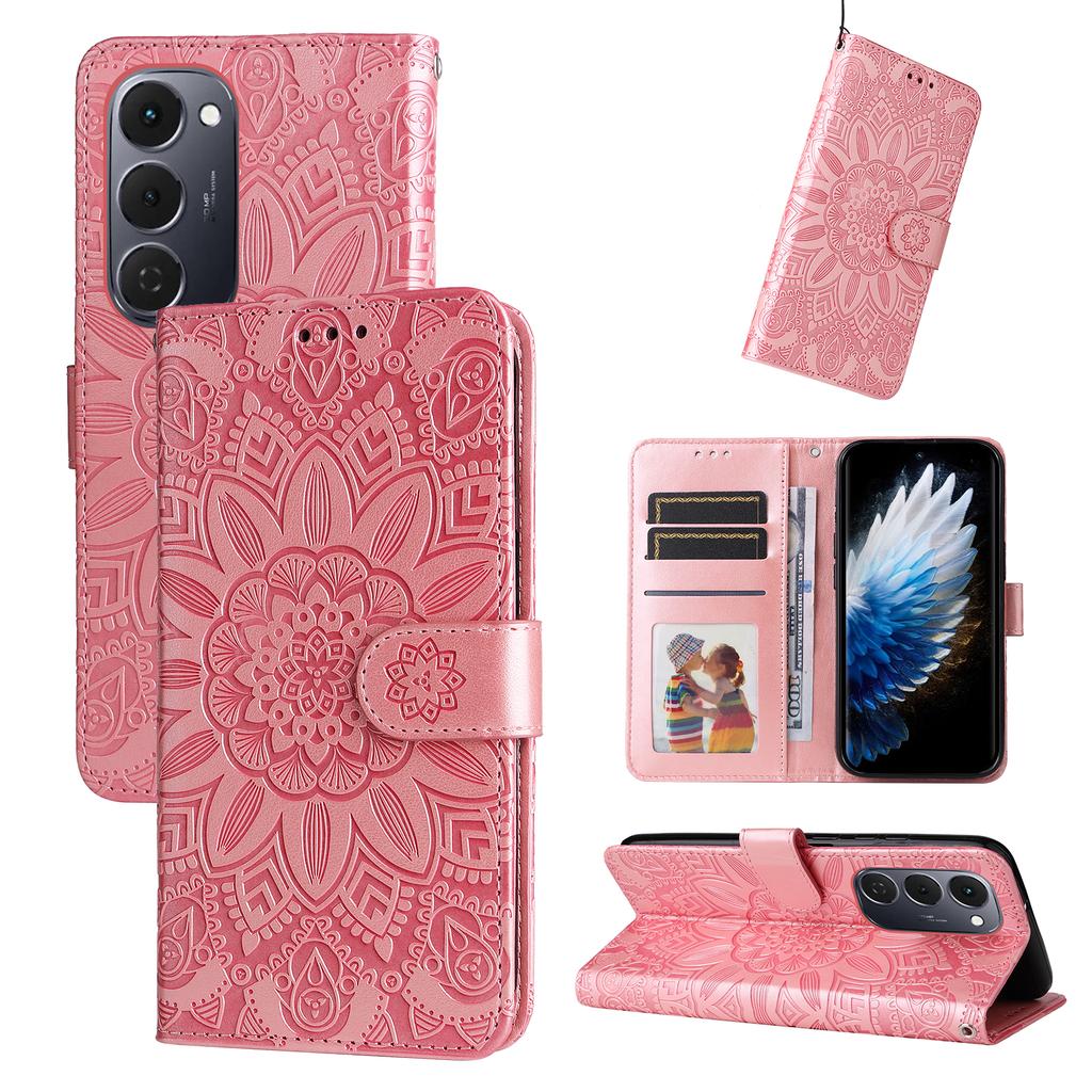For TECNO Spark 40 Pro+ 4G Case Sunflower Imprint Leather Wallet Phone Cover