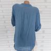 Spring Autumn Cotton Linen Shirts Women Roll Long Sleeve Plus Size Shirt Solid Color Buttons V Collar Pocket Tops