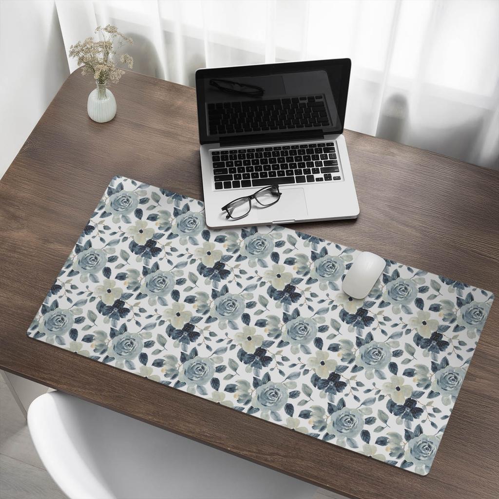 Protective Vinyl Pad for Businesses and Offices, Floral Retro Pattern, 100x50 cm