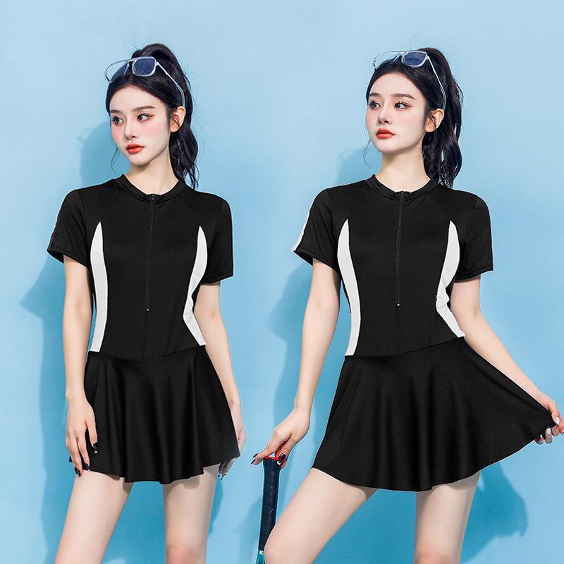 Women's Sport One-Piece High-End Conservative Slimming Swimsuit Dress for Vacation