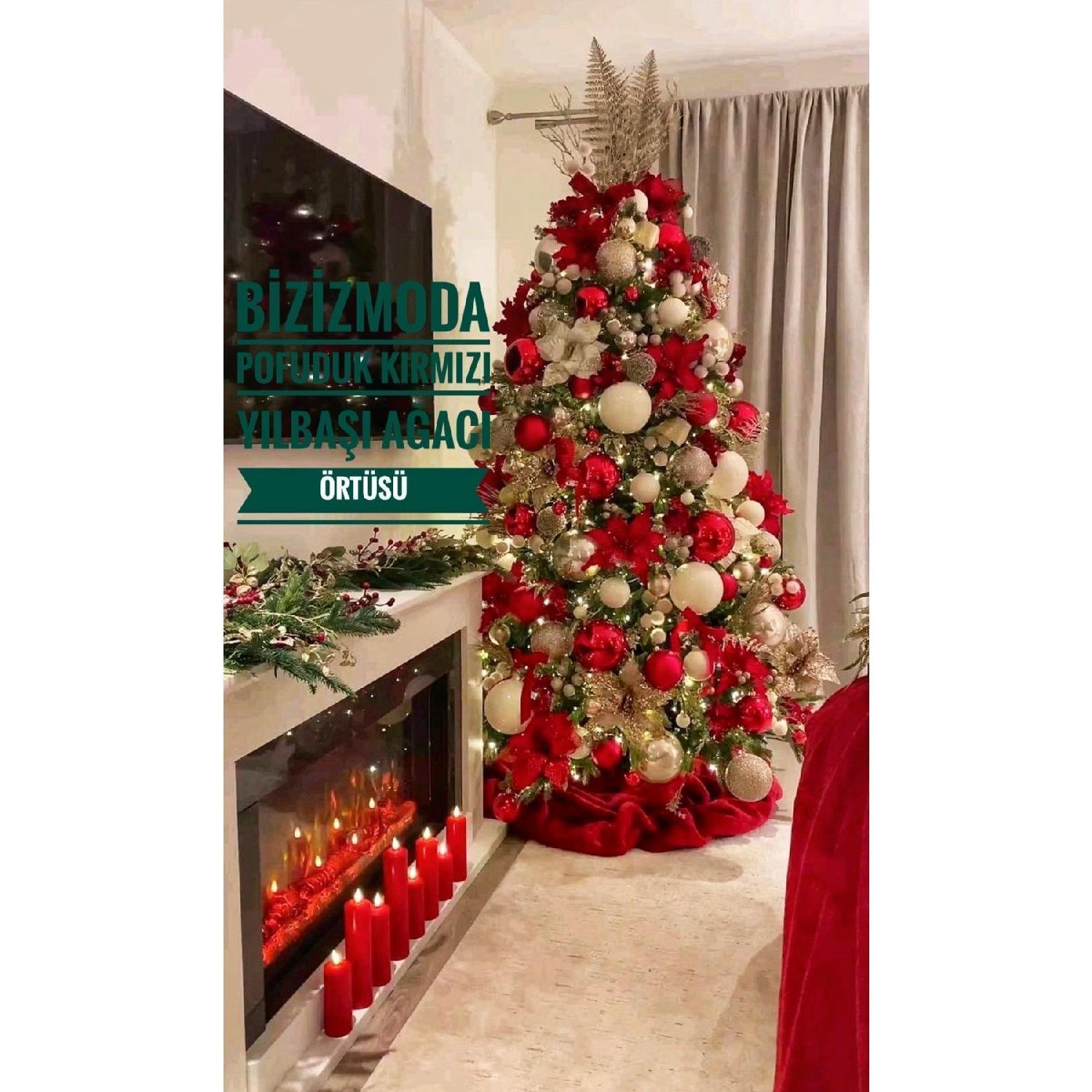 

Рождественское покрывало из сосны 150 см, красное, круглое, пушистое, роскошное кремовый