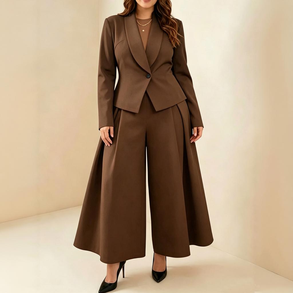 Women's Wide Leg Pants Two Piece Set for Business Commuting and Wear