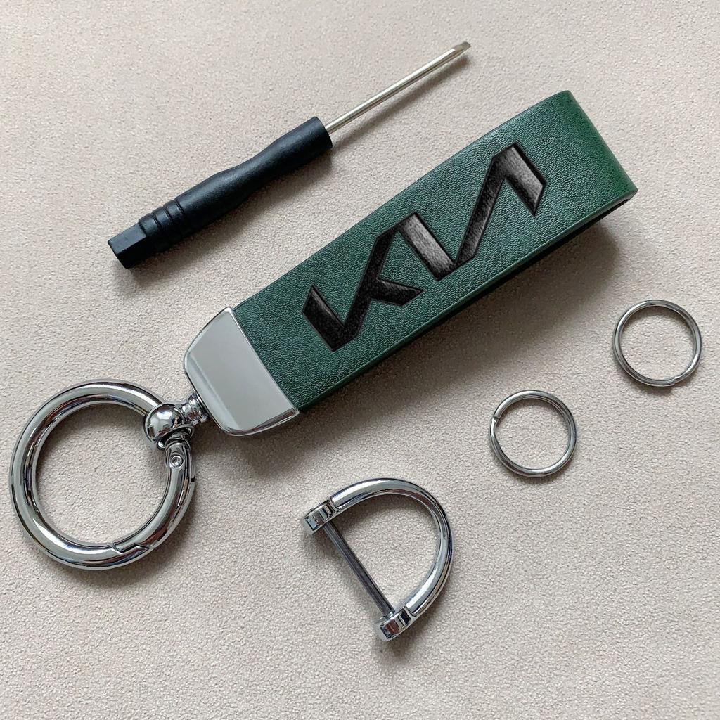 Car Vintage Leather Keychain Ring Zinc Alloy Chain Key For KIA Carnival Niro EV9 K8 Forte Cerato Sportage Ray EV Telluride Rtzup33