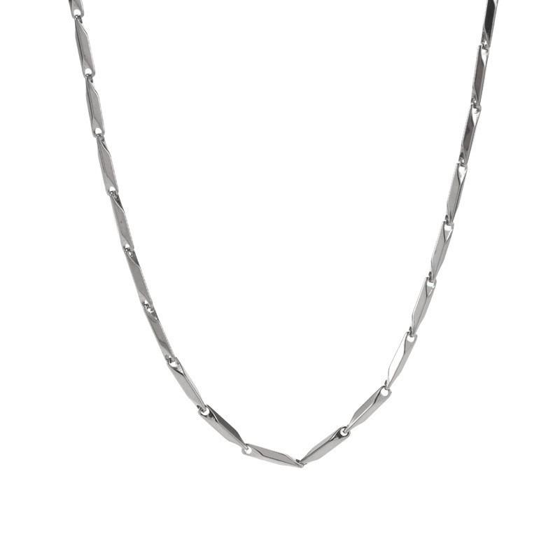 Exclusive Design Titanium Steel Oval Chain Necklace, Versatile, Luxurious, Hip-hop and Street Style Bamboo Leaf Collar Thin Chain