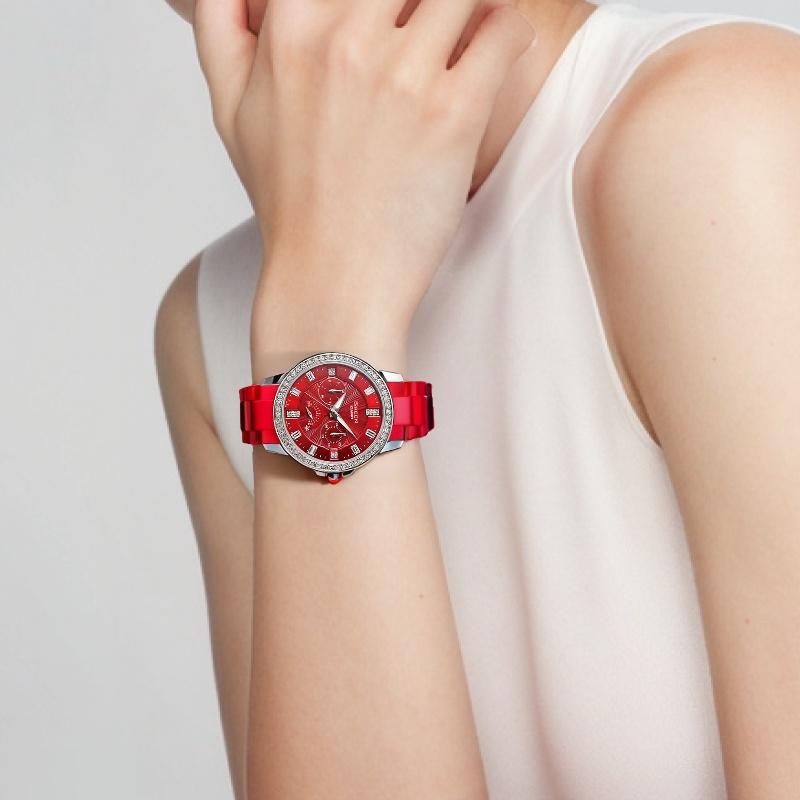 Casio SHEEN Life Waterproof Quartz Movement Resin Strap Japanese and Korean Watch Women's Watch Red Dial SHE-3023-4A