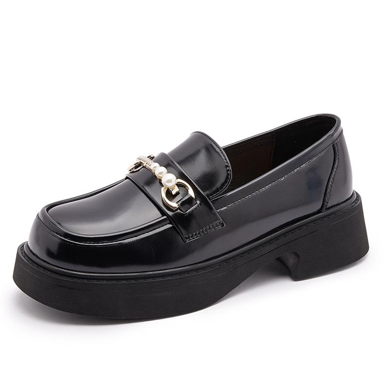 Leather Small Leather Shoes Women's 2025 New Black Mary Jane Single Shoes Platform British Style JK Loafers Women's Flat Bottom