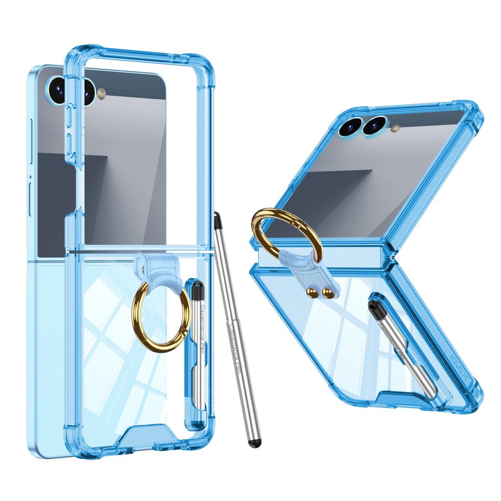 Suitable for Samsung Flip7 Mobile Phone Case with Pen Folding Screen Z Flip7 Transparent Solid Color Airbag Anti Fall Simple Thin