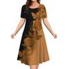 Damen Sommer Mode lockeres Kleid elegantes Rundhals kurzärmeliges Kleid