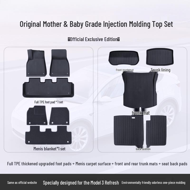 Tesla Model Y & 3 Custom TPE Floor Mats - Full Surround Car Carpets