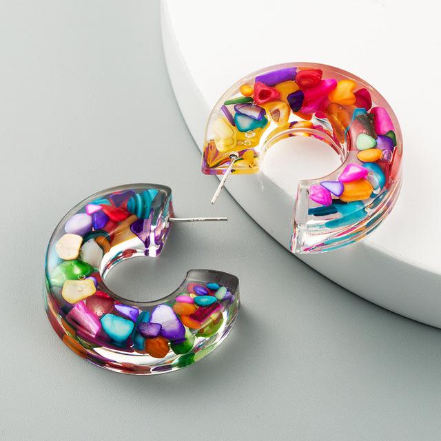 Creative C-shaped Acrylic Dangle Earring Trend Colorful Earrings for Women Brincos Female Fashion Jewelry Earings