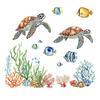 MS362 Sea Turtle & Coral Wall Stickers - Self-Adhesive Ocean Decor for Bathroom