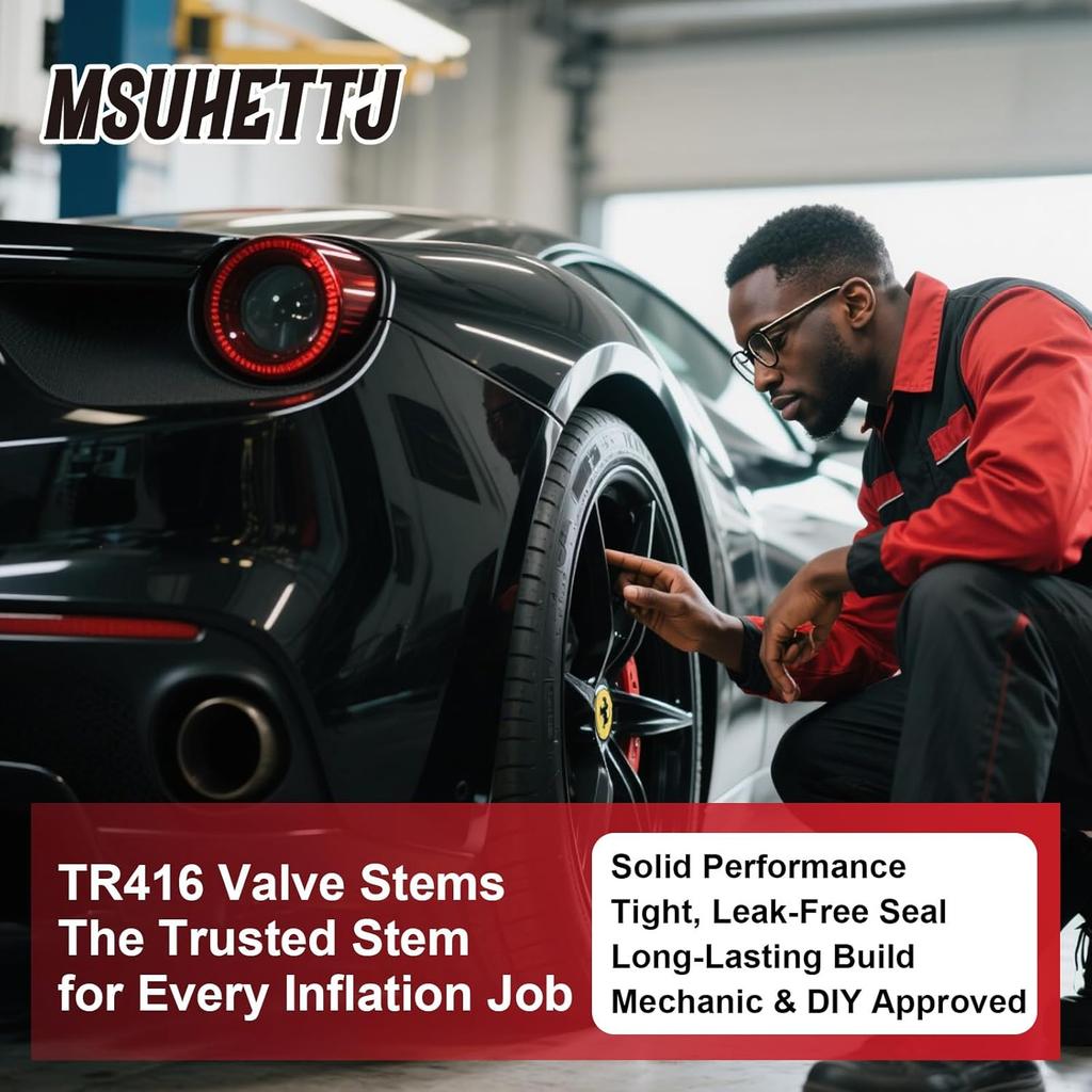 TR416 Valve Stem, 4 Pack Premium Metal Tire Valve Stems For Tubeless Tires, Fits 0.453" & 0.625" Rim Holes, Silver