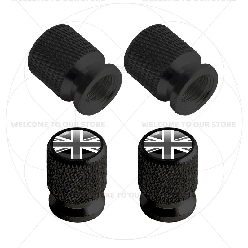 Für Schweden Schwedische Flagge Union Jack Großbritannien Flagge KDCM3 Emblem 4 Stück Aluminium Motorrad Auto Reifenventilkappen Radventil Staubkappen