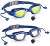 Aegend Swim Goggles 2-Pack No Leaking Anti-Fog UV Protection Mirrored Adult Men Women Wide View Outdoor