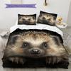 Black Hedgehog Pattern Bedding Home Decoration Birthday Gift (1 * Duvet Cover + 2 * Pillowcase, Without Core)