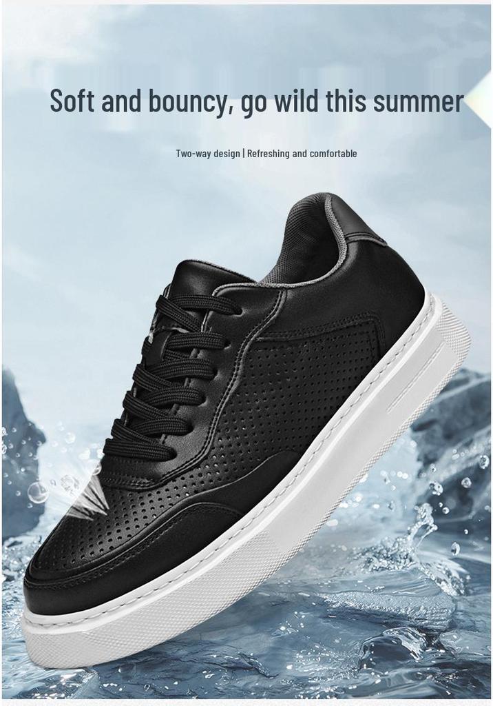 Korean Style Men's White Thick Sole Breathable Casual Sneakers