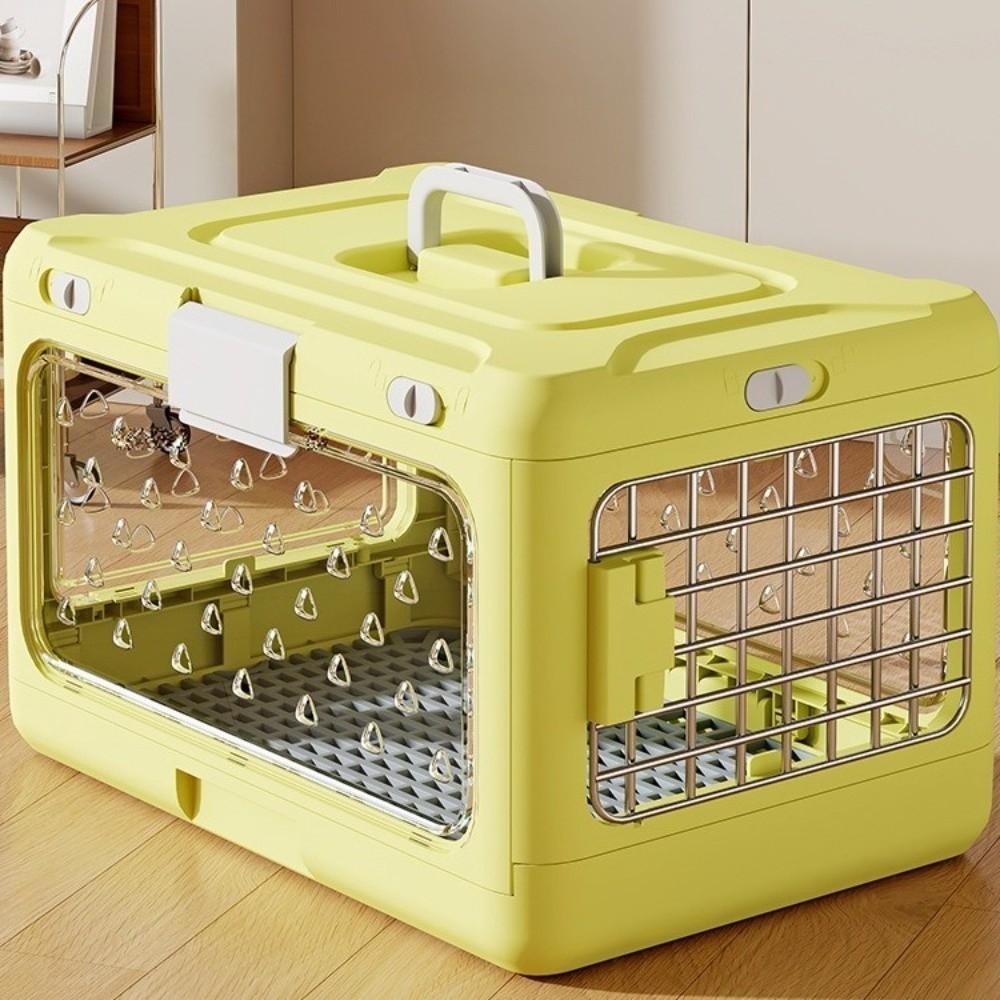 Collapsible Pet Carrier Box Breathable Thickening Foldable Cat Cage Plastic with Handle Pet Travel Cage Car Carrying