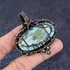 Larimar Gemstone Copper Wire Wrap Jewelry Pendant 2.36"