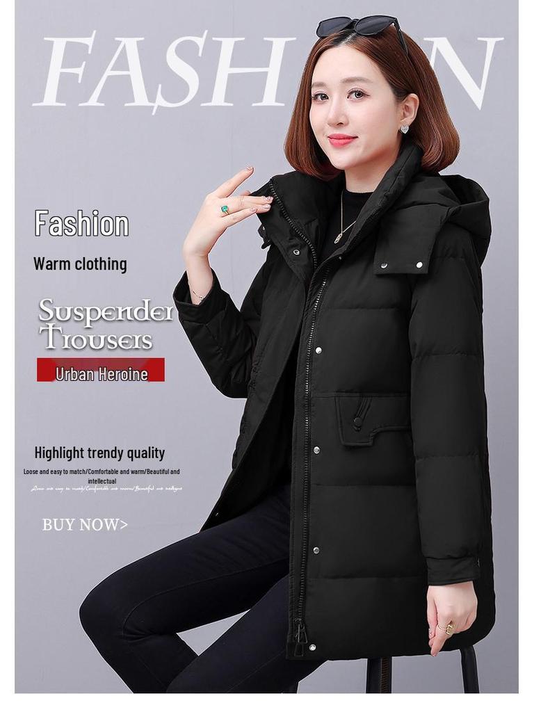 Women's Mid-length Quilted Cotton Coat: 2024 Winter Loose Plus Size, Thickened & Padded Jacket