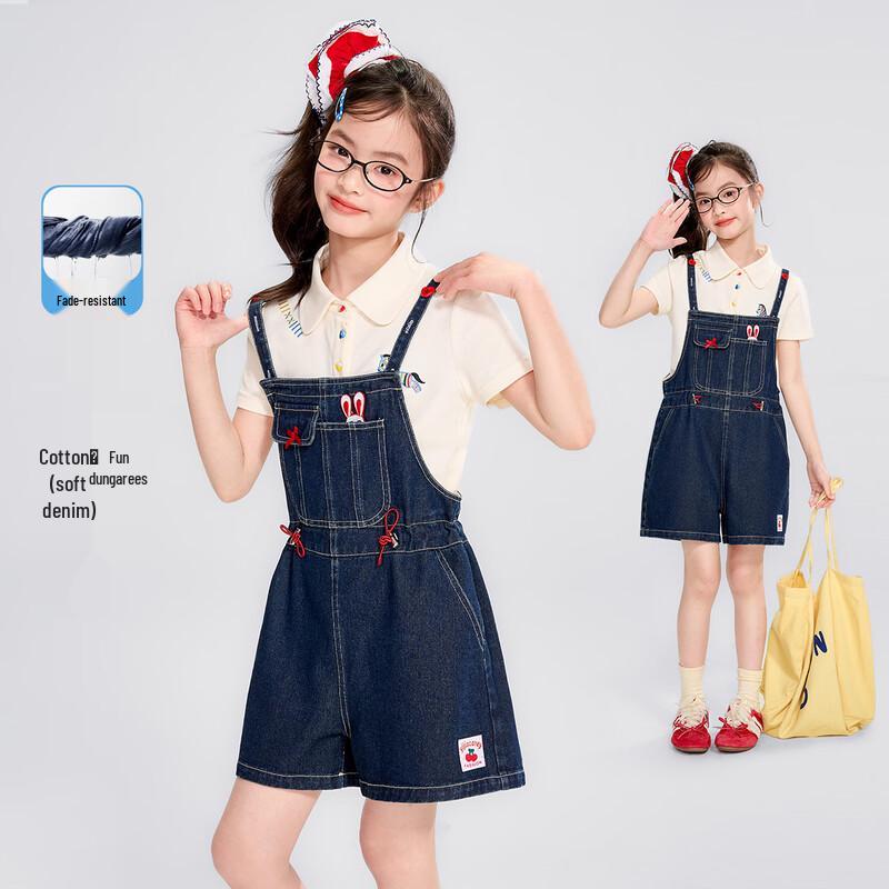Princess Girls  Rabbit Denim Overalls Shorts 170