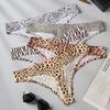 Men's Leopard Print Seamless Low Waist Ice Silk Thong - Quick-Dry, Breathable Sports Briefs
