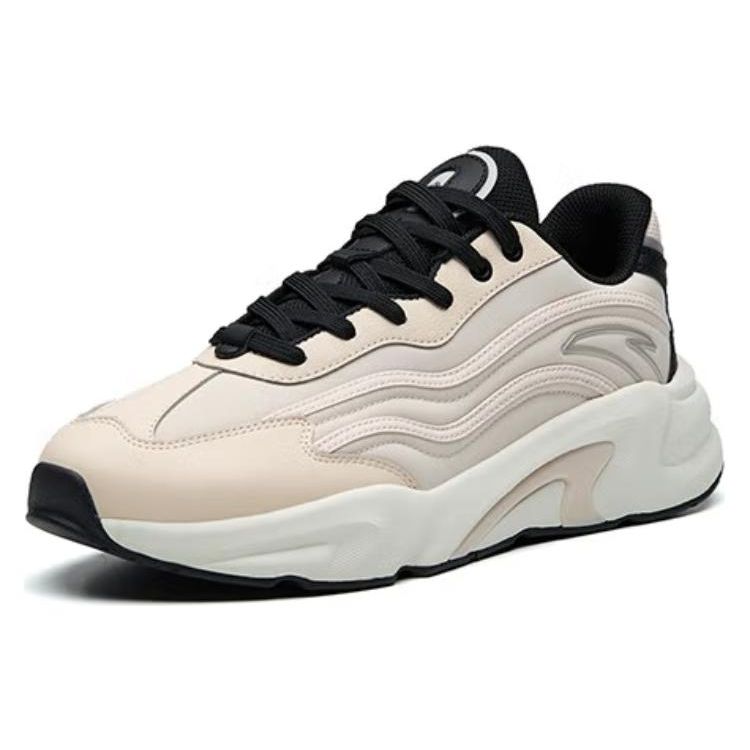 Anta Thick Sole Lightweight Low Top Sports Casual Shoes Men Sneakers Khaki Black 912238865-2