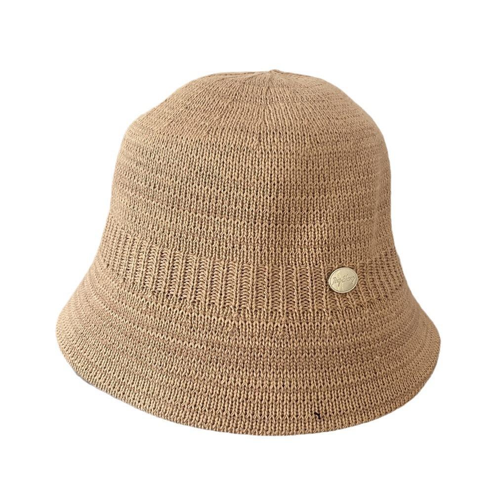 Bob tricoté pour femme printemps et automne visage petit respirant bob pliable simple uni couvre-visage chapeau bassin