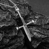 Retro Broken Sword Necklace Trendy Men Personality Made of Old Imitation Thai Silver Broken Sword Cross Pendant Mens Collarbone Chain