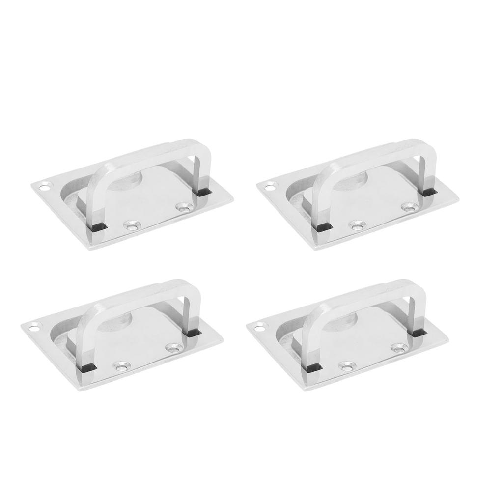 4PCS Boat Cabinet Flush Mount 316 Stainless Steel Square Flush Pull Ring Handles for Furniture