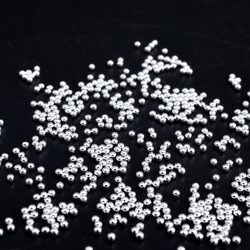 50g 1mm Charm Beads Nail Art Decoration Studs Micro Ball Steel Caviar Metal Ball Gold Silver