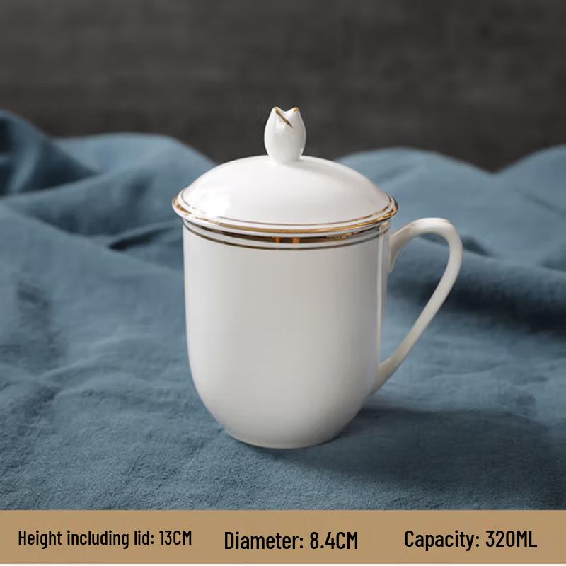 

Taisun Ceramic Gold Rim Lidded Cup