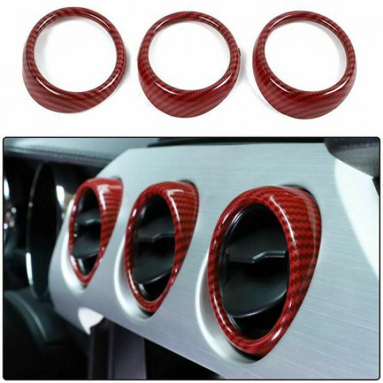 Air Condition Vent Outlet Frame Trim for Ford Mustang 15+ Red Carbon Accessories