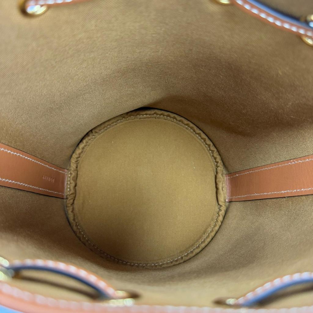 Excellent CELINE Triomphe Small Drawstring Shoulder Bag Triomphe Canvas 19114 Used